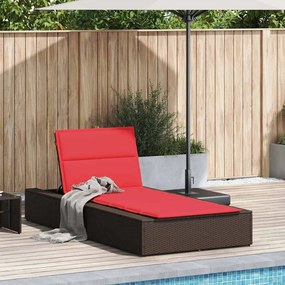 vidaXL Ξαπλώστρα με πλωτό μαξιλάρι Brown Poly Rattan