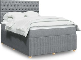 vidaXL Κρεβάτι Boxspring με Στρώμα Ανοιχτό Γκρι 140x200 εκ. Υφασμάτινο