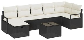 vidaXL Σετ Καναπέ Κήπου με μαξιλάρι 8 pcs Μαύρο Πολυ ράταν