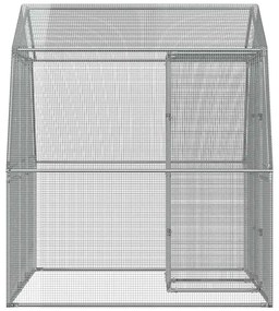 vidaXL Κλουβί με Πόρτα Ασημί Γαλβ. Χάλυβας