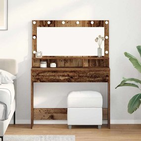 vidaXL Τραπέζι Μακιγιάζ με ράφι Παλαιό ξύλο 100 x 41 x 135 εκ.