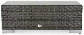 Τραπεζάκι εξωτερικού χώρου Comfort Garden 1379, 32x38x90cm, Γκρι, Επεξεργασμένο γυαλί, Πλαστικό ψάθινο