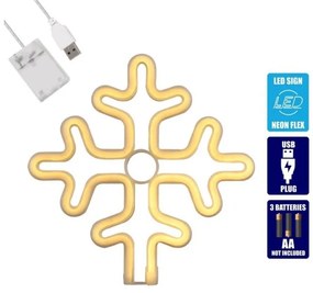 Διακοσμητικό Φωτιστικό Neon Led Θερμό Λευκό Snowflake 78582 Globostar-78582-Κίτρινο 78582