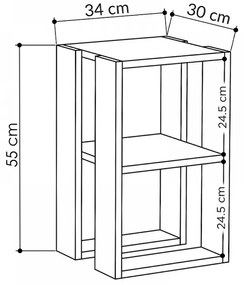 Κομοδίνο - τραπεζάκι βοηθητικό Lonie Megapap χρώμα sapphire oak 34x30x55εκ.