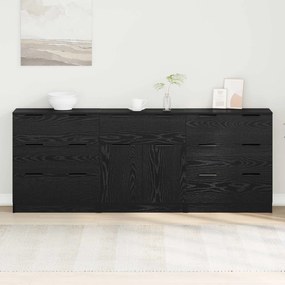 vidaXL Πλαϊνό γραφείο 3 τμχ. Μαύρη Οξυά 181 x 30 x 70 εκ.