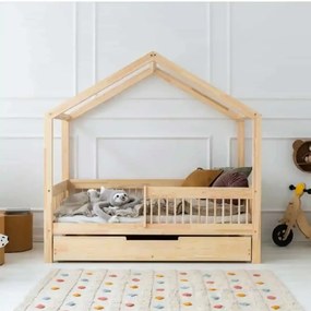 Kρεβάτι Παιδικό Montessori Mila RMW  με Συρτάρι Αποθήκευσης σε Φυσικό  Ξύλο  100×200cm  Adeko  (Δώρο 10% έκπτωση στο Στρώμα)