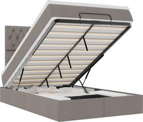 vidaXL Οθωμανικό κρεβάτι με στρώμα Taupe 120x200cm ύφασμα