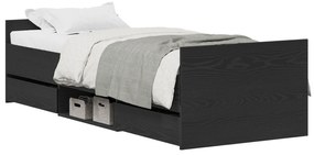 vidaXL Κρεβάτι χωρίς Στρώμα Μαύρη Δρυς 75x190 εκ Επεξεργασμένο Ξύλο