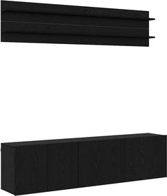 vidaXL Μονάδες TV Επιτοίχιο 6 pcs Μαύρη δρυς Επεξεργασμένο ξύλο