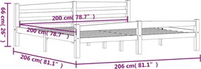 vidaXL Πλαίσιο Κρεβατιο Λευκό 200 x 200 εκ. από Μασίφ Ξύλο Πεύκου