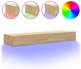 vidaXL Έπιπλα Τηλεόρασης με LED 2 τεμ. Sonoma Δρυς 60x35x15,5 εκ.