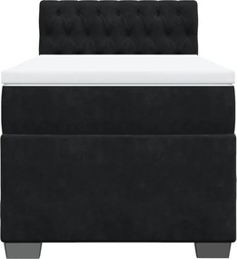 vidaXL Κρεβάτι Boxspring με Στρώμα Μαύρο 90x190 εκ. Βελούδινο