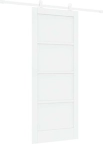 vidaXL Συρόμενη Πόρτα Λευκό 83 x 202 εκ. Μασίφ Ξύλο Πεύκου