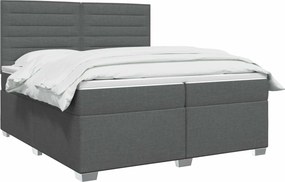 vidaXL Κρεβάτι box spring με στρώμα Σκούρο Γκρι 200 x 200 cm Ύφασμα