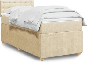 vidaXL Κρεβάτι Boxspring με Στρώμα Κρεμ 100 x 200 εκ. Υφασμάτινο