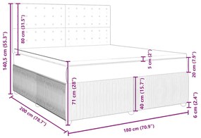 Κρεβάτι Boxspring με Στρώμα Ανοιχτό Γκρι 180x200 εκ. Υφασμάτινο - Γκρι