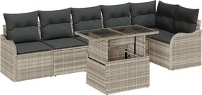 vidaXL Σετ Καναπέ με μαξιλάρι 7 pcs Ανοιχτό γκρι Πολυ ράταν