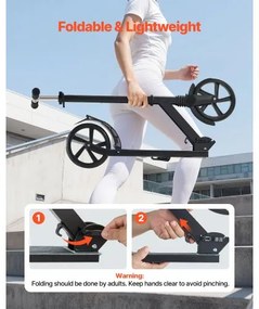 VEVOR Kick Scooter for Kids Ages 8+, Teens &amp; Adults, 2-Wheel Toddler Scooter with Adjustable Height Handlebar, Wide Anti-Slip Deck, Foldable Lightweight Frame for Boys &amp; Girls up to 99.8 kg, Black