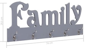 vidaXL Κρεμάστρα Τοίχου «FAMILY» Γκρι 74 x 29,5  εκ.