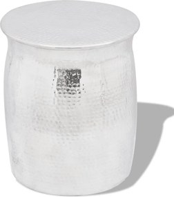 vidaXL Σκαμπό / Βοηθητικό Τραπέζι Hammered Ασημί από Αλουμίνιο
