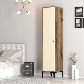 Μονοφυλλη Ντουλαπα Καρυδια/Κρεμ SOLANO 47.5x40x201.4