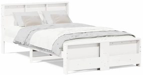 vidaXL Σκελετός Κρεβατιού Λευκό 140 x 190 cm Μασίφ ξύλο πεύκου