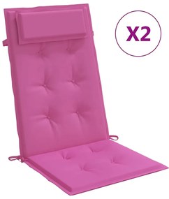 vidaXL Μαξιλάρια Καρέκλας με Ψηλή Πλάτη 2 τεμ. Ροζ από Ύφασμα Oxford