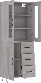vidaXL Ντουλάπι Γκρι Sonoma 69,5 x 34 x 180 εκ. Επεξεργασμένο Ξύλο