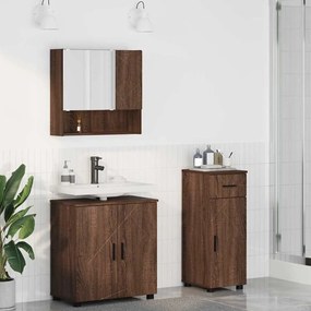 vidaXL Σετ Επίπλων Μπάνιου με συρτάρι Επιτοίχιο 3 pcs Καφέ δρυς