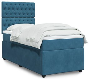 vidaXL Κρεβάτι Boxspring με Στρώμα Σκούρο Μπλε 80 x 200 εκ. Βελούδινο