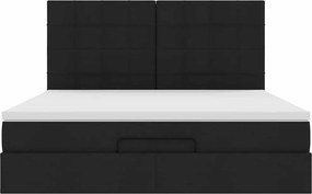 vidaXL Οθωμανικό κρεβάτι με στρώμα Μαύρο 180x200cm Ύφασμα