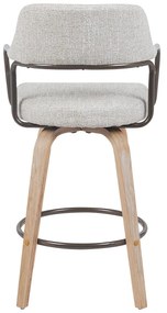 Σκαμπό μπαρ Tertia pakoworld περιστρεφόμενο μεσαίου μεγέθους μέταλλο-ξύλο με ύφασμα σε μπεζ-καφέ απόχρωση 54x52x98εκ