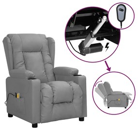 Πολυθρόνα Μασάζ Ηλεκτρική Γκρι από Συνθετικό Δέρμα