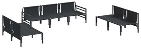 vidaXL Σετ Καναπέ Κήπου με μαξιλάρι 7 pcs Μαύρο Ατσάλι