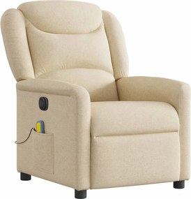 vidaXL Πολυθρόνα Μασάζ Ανακλινόμενη Ηλεκτρική Κρεμ Υφασμάτινη