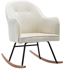 vidaXL Κουνιστή Πολυθρόνα Κρεμ Βελούδινη