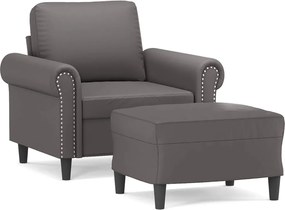 vidaXL Πολυθρόνα Γκρι 60 εκ. Συνθετικό δέρμα με Υποπόδιο