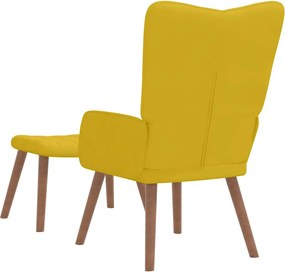 vidaXL Πολυθρόνα Relax Κίτρινη Μουσταρδί Βελούδινη με Σκαμπό