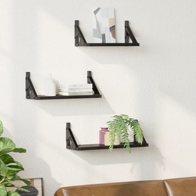 vidaXL Σετ Ραφιών 3 Τεμαχίων Μαύρης Βελανιδιάς Κατασκευασμένο Ξύλο