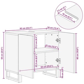 Ντουλάπι Μπάνιου 62x34x58 εκ. από Μασίφ Ξύλο Ακακίας - Πολύχρωμο