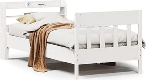 vidaXL Σκελετός Κρεβ. Χωρίς Στρώμα Λευκό 75x190 εκ Μασίφ Πεύκο