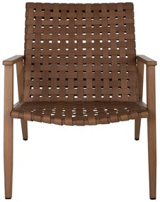 Πολυθρόνα FELIPE C5868.01 Μεταλλική Όψη Ξύλου με Rattan Δερμάτινη Όψη 63,5x75,5x77εκ. 63.5x75.5x77 εκ.
