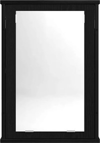 vidaXL Ντουλάπι Καθρέφτη Μπάνιου Μαύρο Δρυς 42 x 12 x 60 εκ. από Τεχνητό Ξύλο