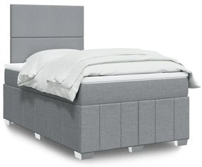 Κρεβάτι Boxspring με Στρώμα Ανοιχτό Γκρι 120x200 εκ. Υφασμάτινο - Γκρι