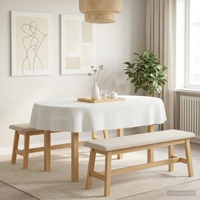 vidaXL Ύφασμα Τραπέζης Λευκό 130 x 220 εκ Πολυεστέρας Ωοειδής