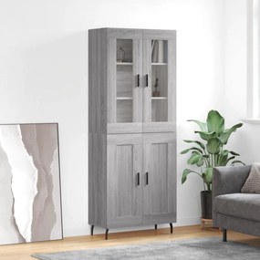 vidaXL Ντουλάπι Γκρι Sonoma 69,5 x 34 x 180 εκ. Επεξεργασμένο Ξύλο