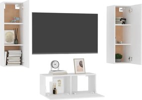 vidaXL Έπιπλο Τηλεόρασης 3 Τεμαχίων Λευκό από Επεξ. Ξύλο