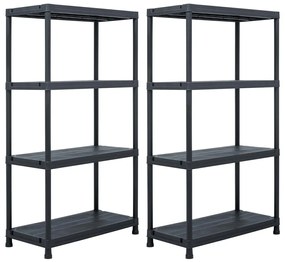 vidaXL Ραφιέρες 2 τεμ. Μαύρες 60 x 30 x 138 εκ. Πλαστικές