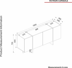 Μπουφές Μαύρο / Χρυσό VEYRON 180x46,6x75,5