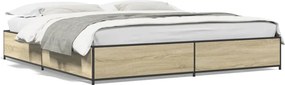 vidaXL Πλαίσιο Κρεβατιού Sonoma Δρυς 200x200 εκ. Επεξ. Ξύλο &amp; Μέταλλο